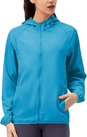 Miyaomn Women's Quick Dry Water-Resistant Hoodie Jacket Breathable Long Sleeve Sun Shirt Full Zip Up Hiking Outdoor Rain Coat