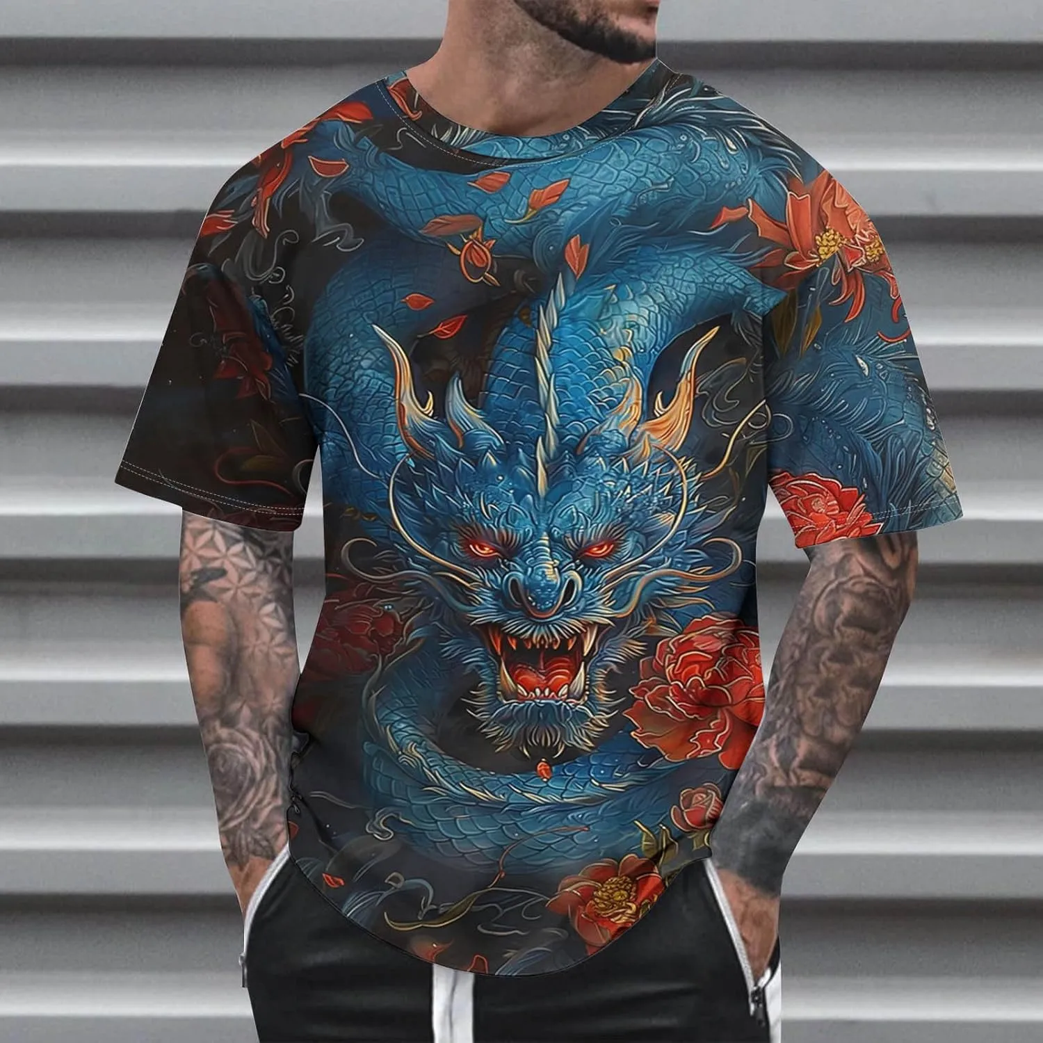 Muscularfit Tshirts Shirts for Men Graphic Vintage Print Graphic Pullover Top Summer Causal Short Sleeve Crewneck Beach Shirt