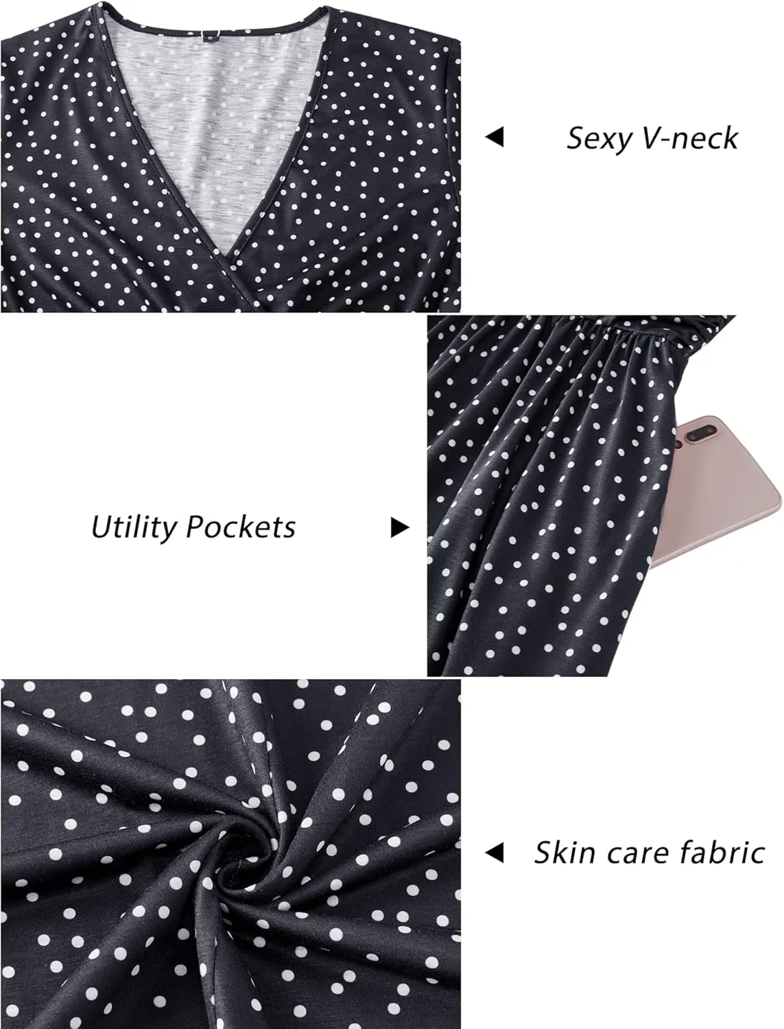 Newshows Womens Summer Short Sleeve Casual Dresses V Neck Floral Vacation Sundress Faux Wrap Midi Dress with Pockets