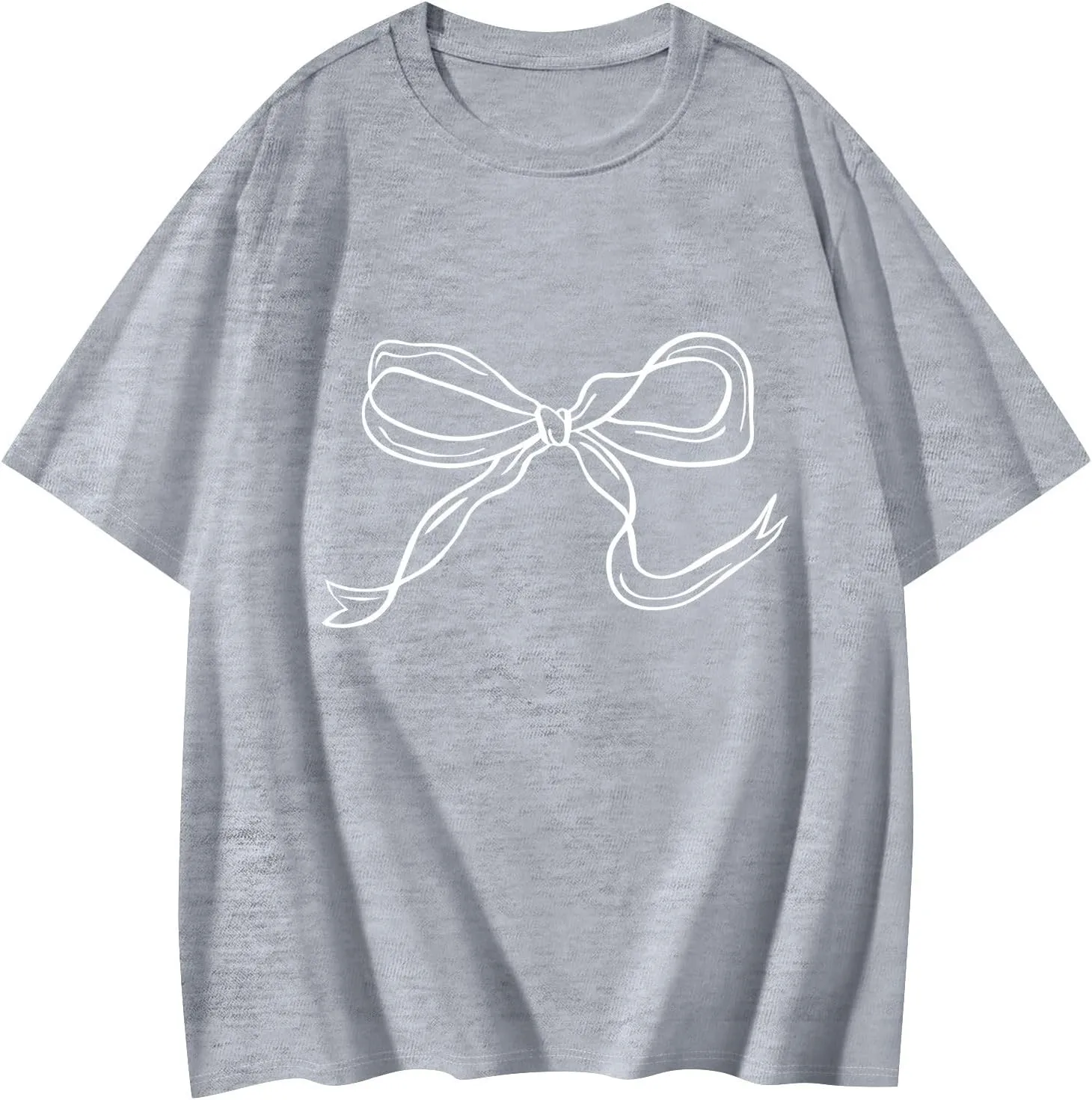 Oversized Tshirts for Women Bow Graphic Tees Cute Y2k Tops Crewneck Baggy Short Sleeve Shirts Teens Girls Summer Tops