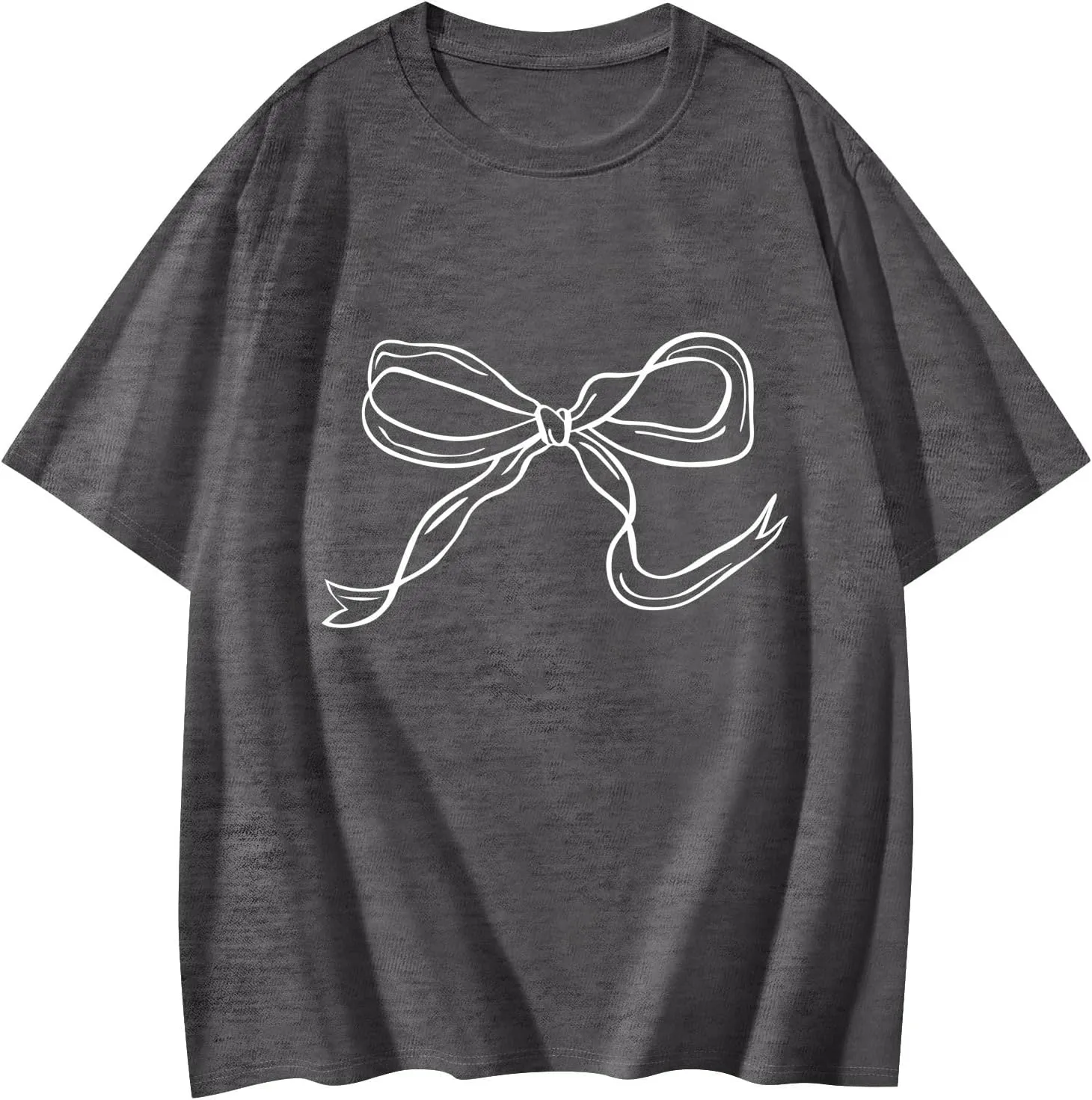 Oversized Tshirts for Women Bow Graphic Tees Cute Y2k Tops Crewneck Baggy Short Sleeve Shirts Teens Girls Summer Tops