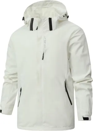 Rain Jacket for Men Lightweight Jackets Hooded Mountain Softshell Windbreaker Windproof Waterproof Hiking Raincoat