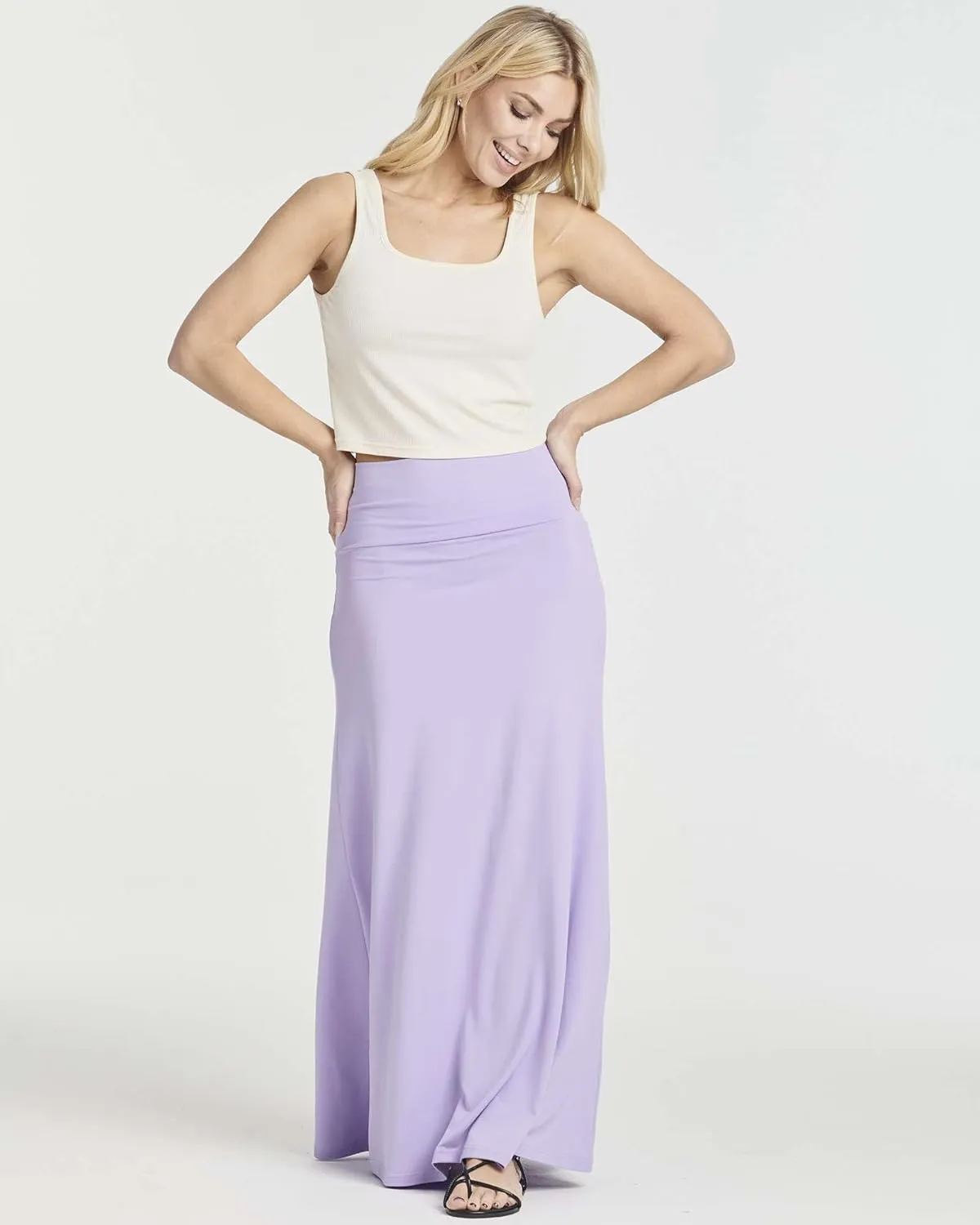 Real Essentials 3 Pack: Women's Ultra-Soft Flowy Maxi High Waisted Long Skirts (Available in Plus Size)