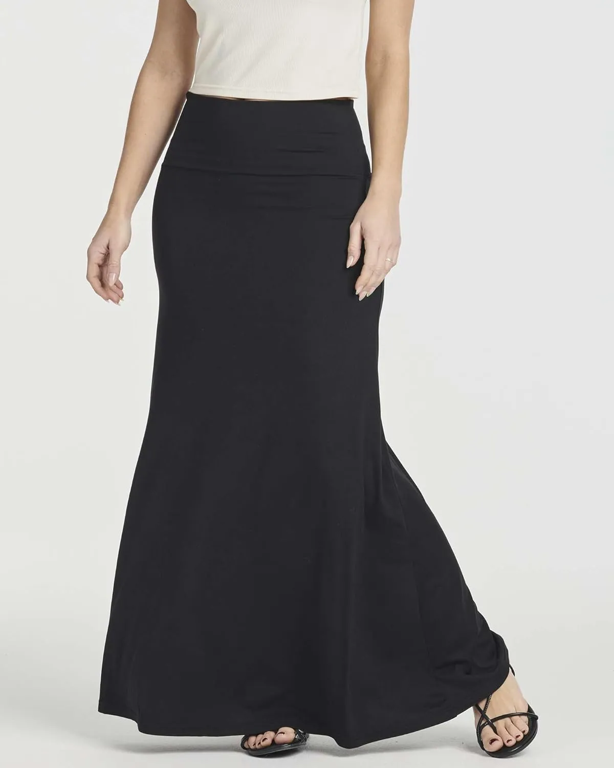 Real Essentials 3 Pack: Women's Ultra-Soft Flowy Maxi High Waisted Long Skirts (Available in Plus Size)