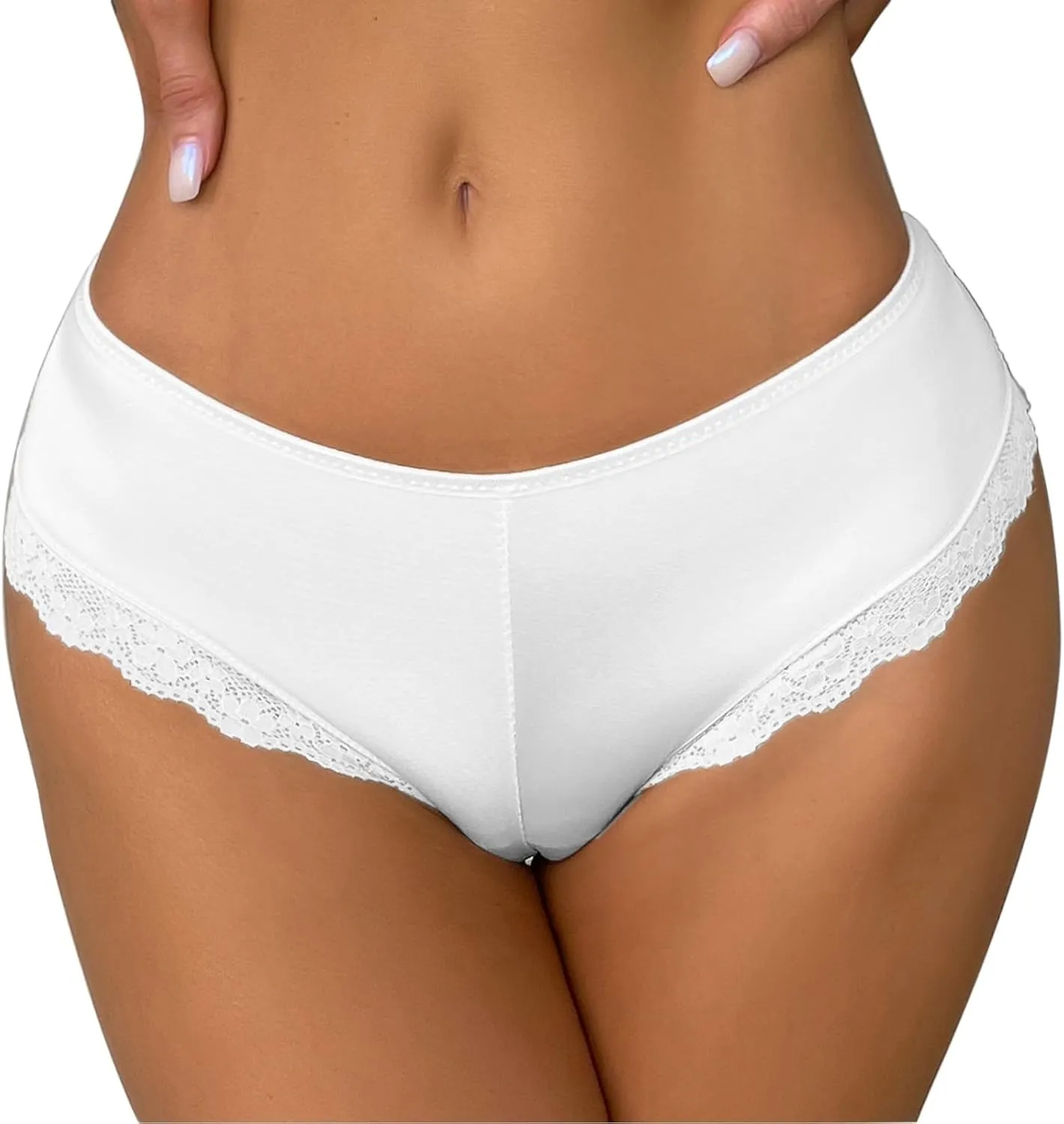 Sexy Soft Panties for Women Low Waisted Lace Tangas Comfor Underwear Breathable Ice Silk Stretch Bikini Panties Funny