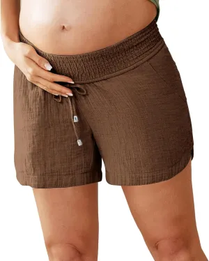 Shorts for Women 2024 Trendy Summer Casual Maternity Shorts Going Out Shorts with Pocket Elastic Waist Shorts