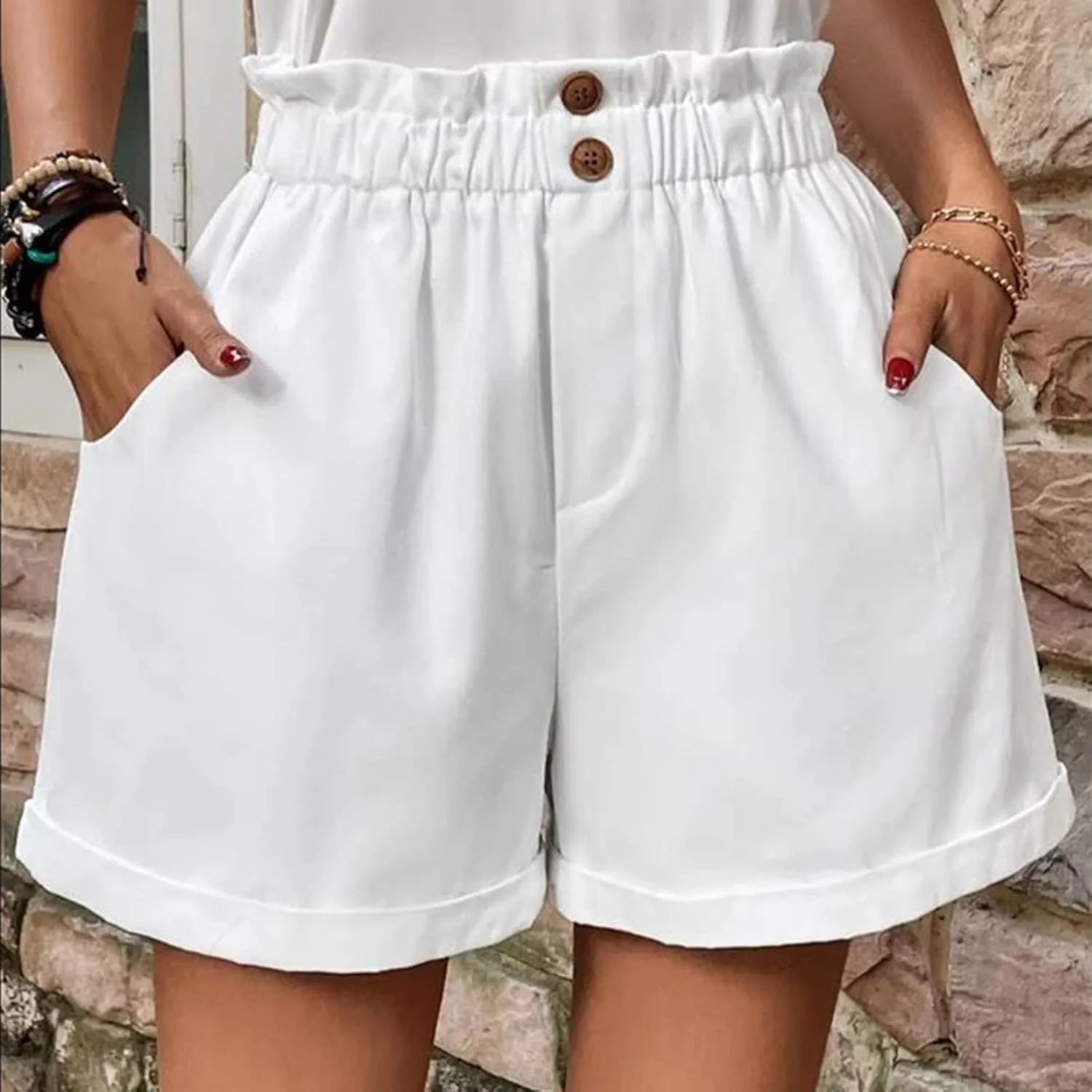 Shorts for Women Comfy Summer Shorts Elastic Waist Shorts Casual Lightweight Shorts Travel Shorts with Pockets