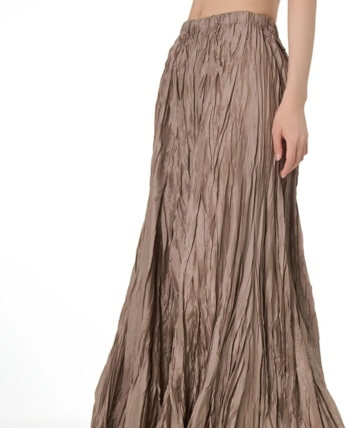 Skirts for Women Trendy Summer Pleated Wrinkle Boho Elastic High Waist Flowy Swing Maxi Long Skirt Holiday Outfit