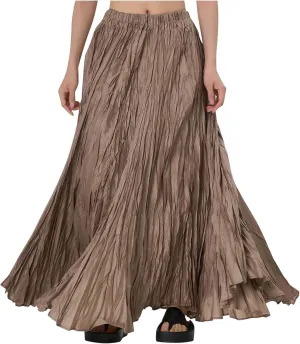 Skirts for Women Trendy Summer Pleated Wrinkle Boho Elastic High Waist Flowy Swing Maxi Long Skirt Holiday Outfit