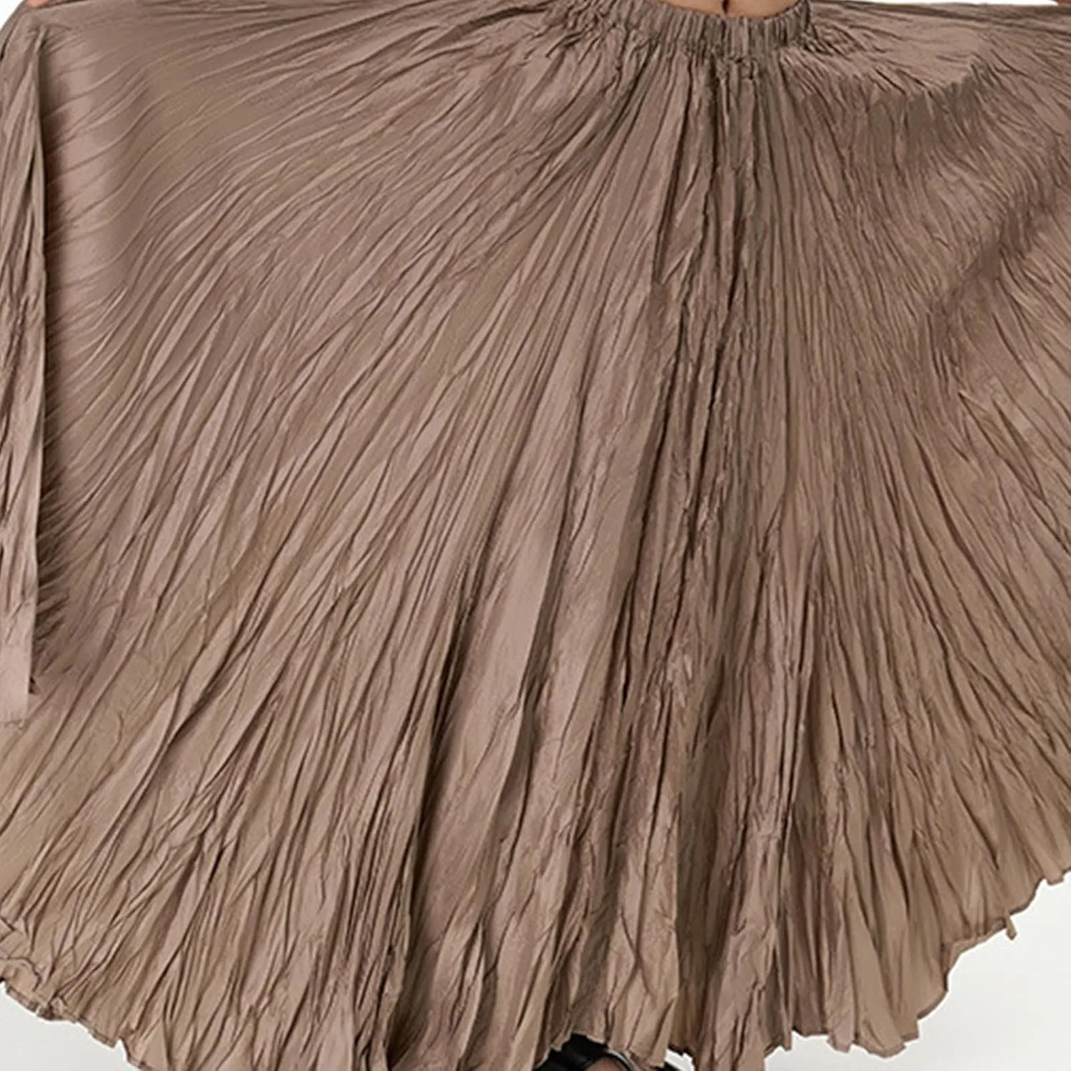 Skirts for Women Trendy Summer Pleated Wrinkle Boho Elastic High Waist Flowy Swing Maxi Long Skirt Holiday Outfit