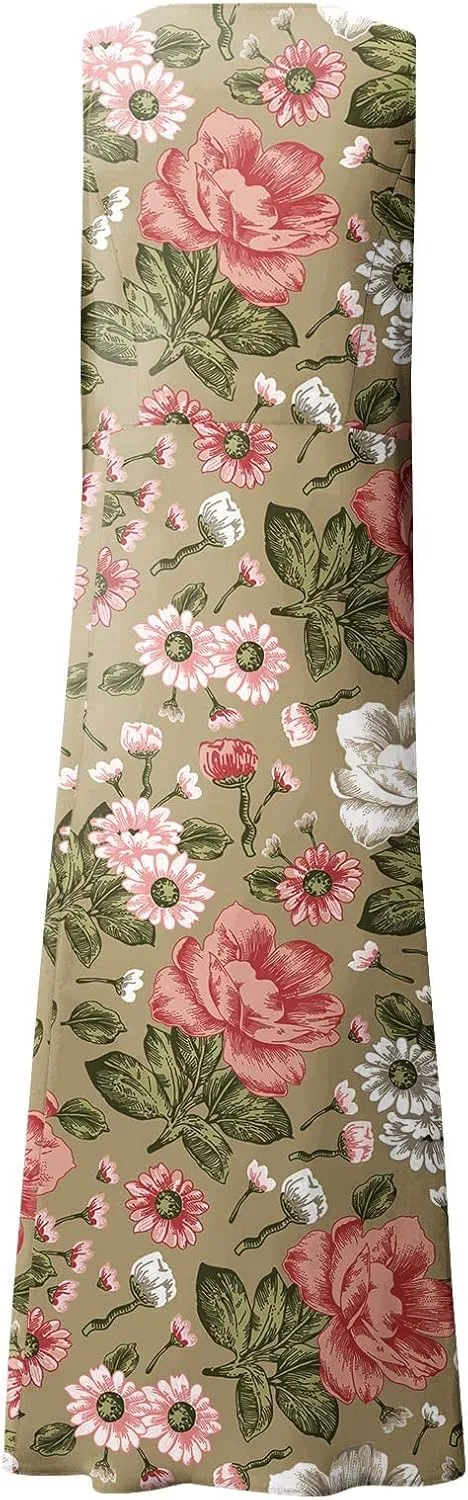 Summer Dresses 2024 Sleeveless Maxi Dress Round Neck Flowy Dress with Two Large Pockets Casual Sundresses for Women