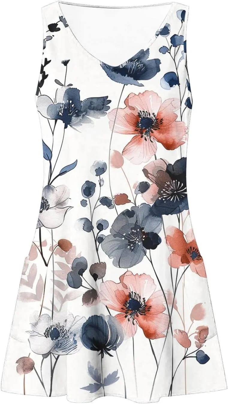 Summer Dresses for Women 2025 Beach Vacation Sundresses Plus Size Hawaiian Dresses Floral Print Boho Tank Dress