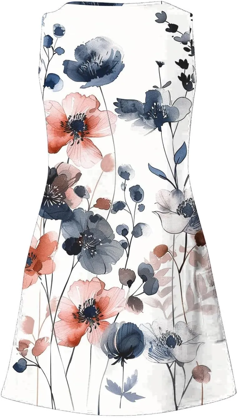 Summer Dresses for Women 2025 Beach Vacation Sundresses Plus Size Hawaiian Dresses Floral Print Boho Tank Dress