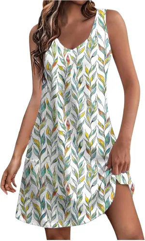 Summer Dresses for Women 2025 Beach Vacation Sundresses Plus Size Hawaiian Dresses Floral Print Boho Tank Dress