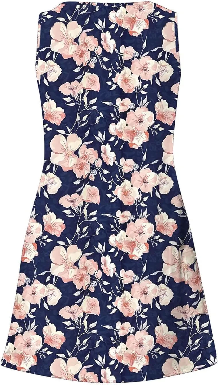 Summer Dresses for Women 2025 Beach Vacation Sundresses Plus Size Hawaiian Dresses Floral Print Boho Tank Dress