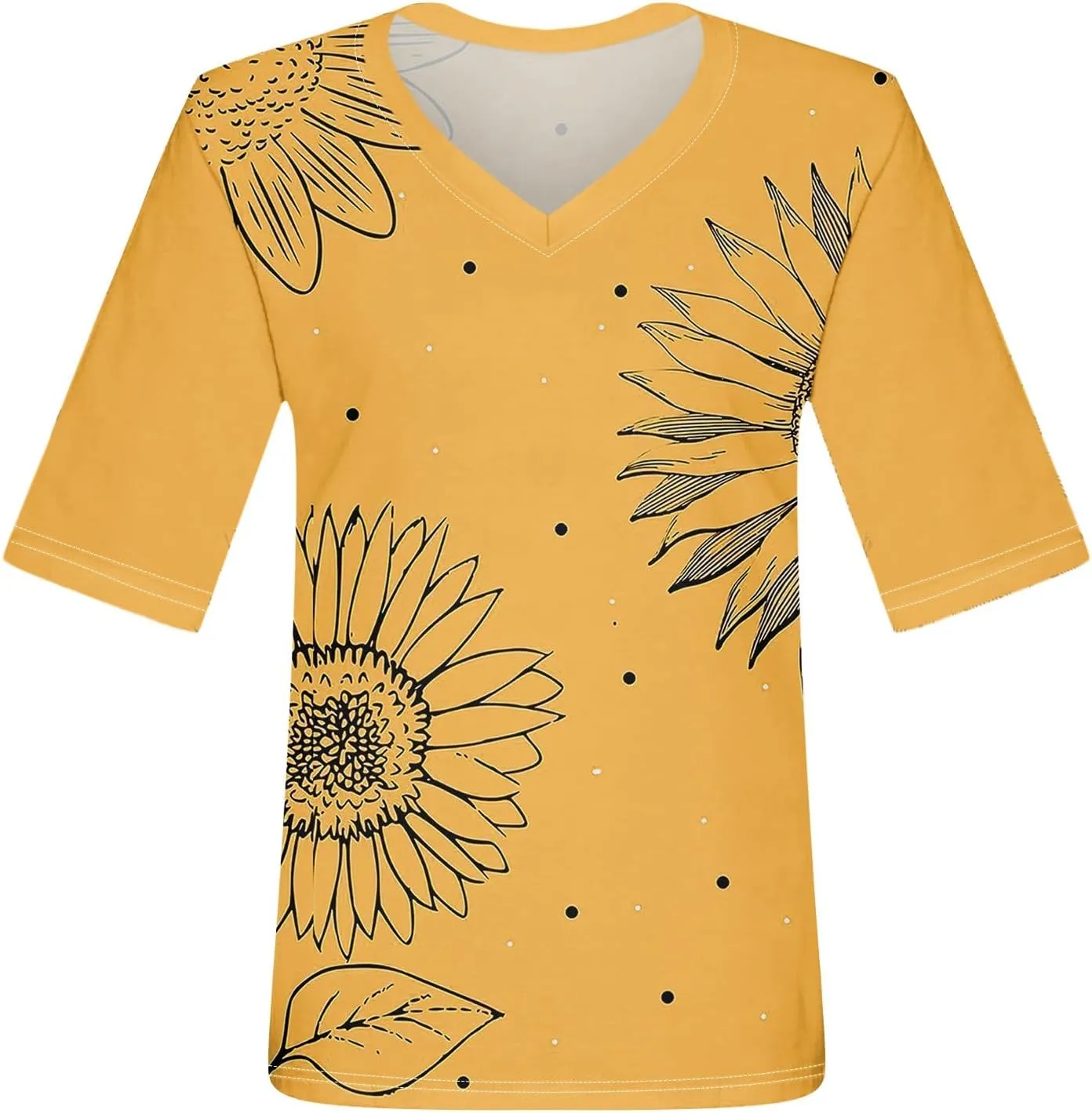 Summer Tops for Women 2024 Elbow Length V-Neck T Shirts Dressy Casual Half Sleeve Fit Basic Tee Tunic Tops Blouse