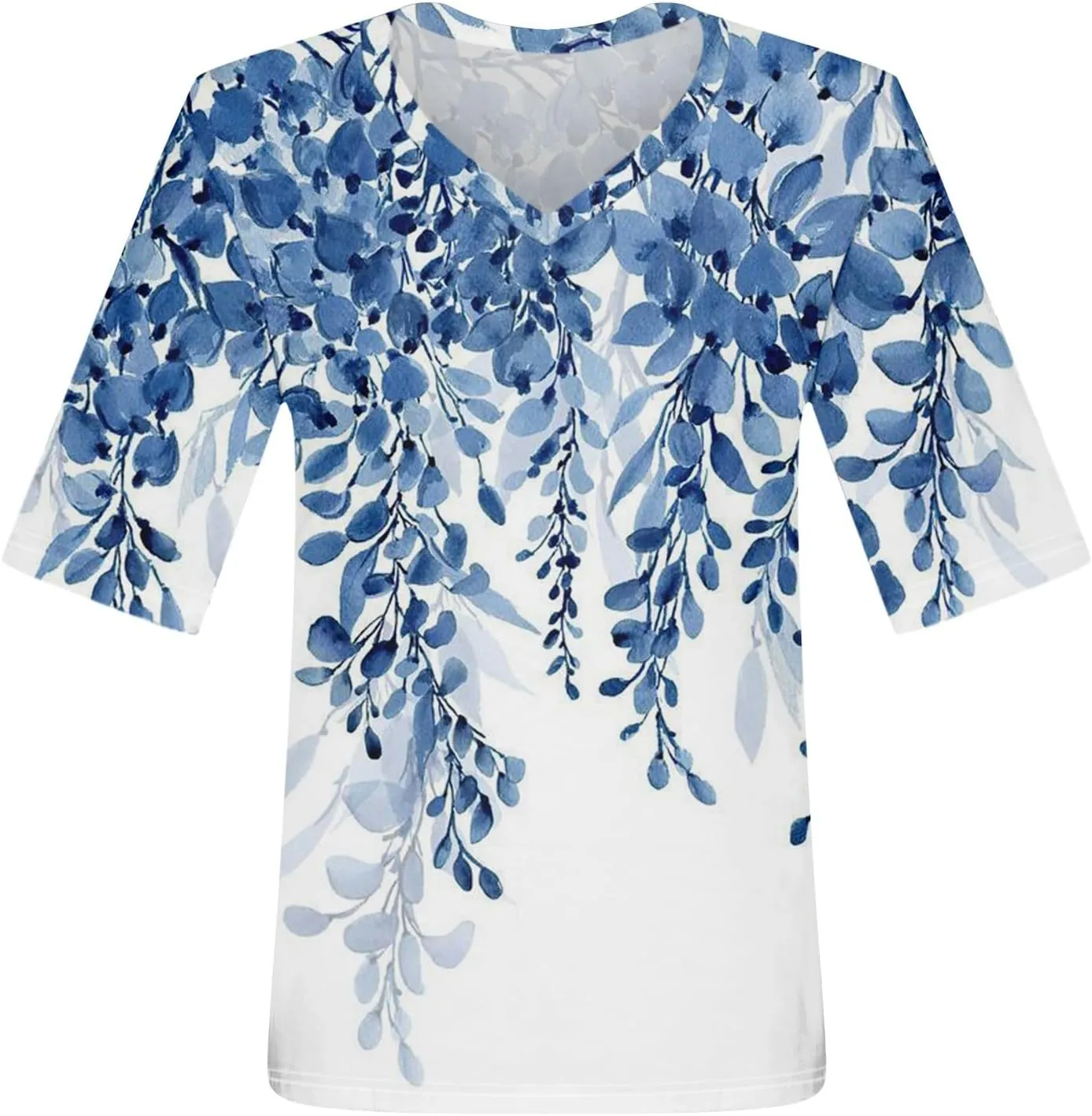 Summer Tops for Women 2024 Elbow Length V-Neck T Shirts Dressy Casual Half Sleeve Fit Basic Tee Tunic Tops Blouse