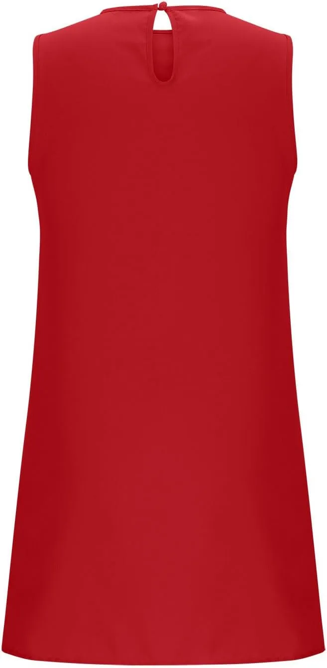 Sun Dresses for Women 2025 Vacation Summer Ruffle Crewneck Sleeveless Tank Mini Dress Shift Date Outfits