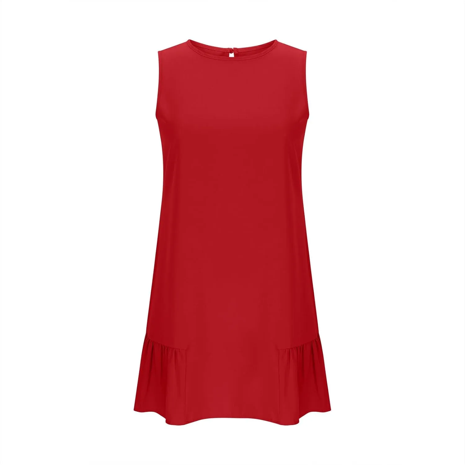 Sun Dresses for Women 2025 Vacation Summer Ruffle Crewneck Sleeveless Tank Mini Dress Shift Date Outfits