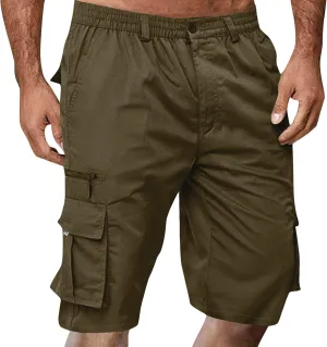 Sweat Shorts Men Cargo Elastic Waist Shorts Casual Stretch Drawstring Summer Joggers Pants Baggy with Pockets