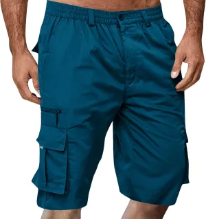 Sweat Shorts Men Cargo Elastic Waist Shorts Casual Stretch Drawstring Summer Joggers Pants Baggy with Pockets