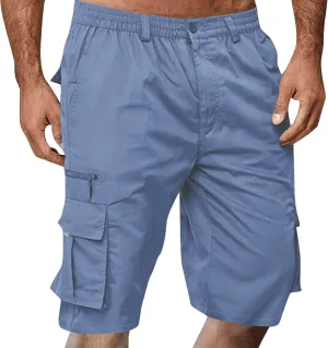 Sweat Shorts Men Cargo Elastic Waist Shorts Casual Stretch Drawstring Summer Joggers Pants Baggy with Pockets