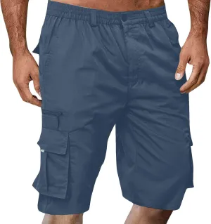 Sweat Shorts Men Cargo Elastic Waist Shorts Casual Stretch Drawstring Summer Joggers Pants Baggy with Pockets