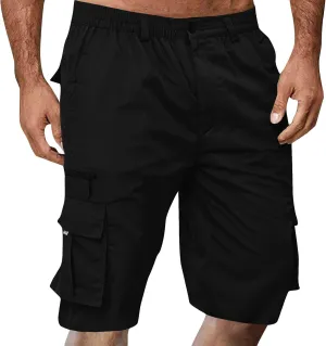 Sweat Shorts Men Cargo Elastic Waist Shorts Casual Stretch Drawstring Summer Joggers Pants Baggy with Pockets