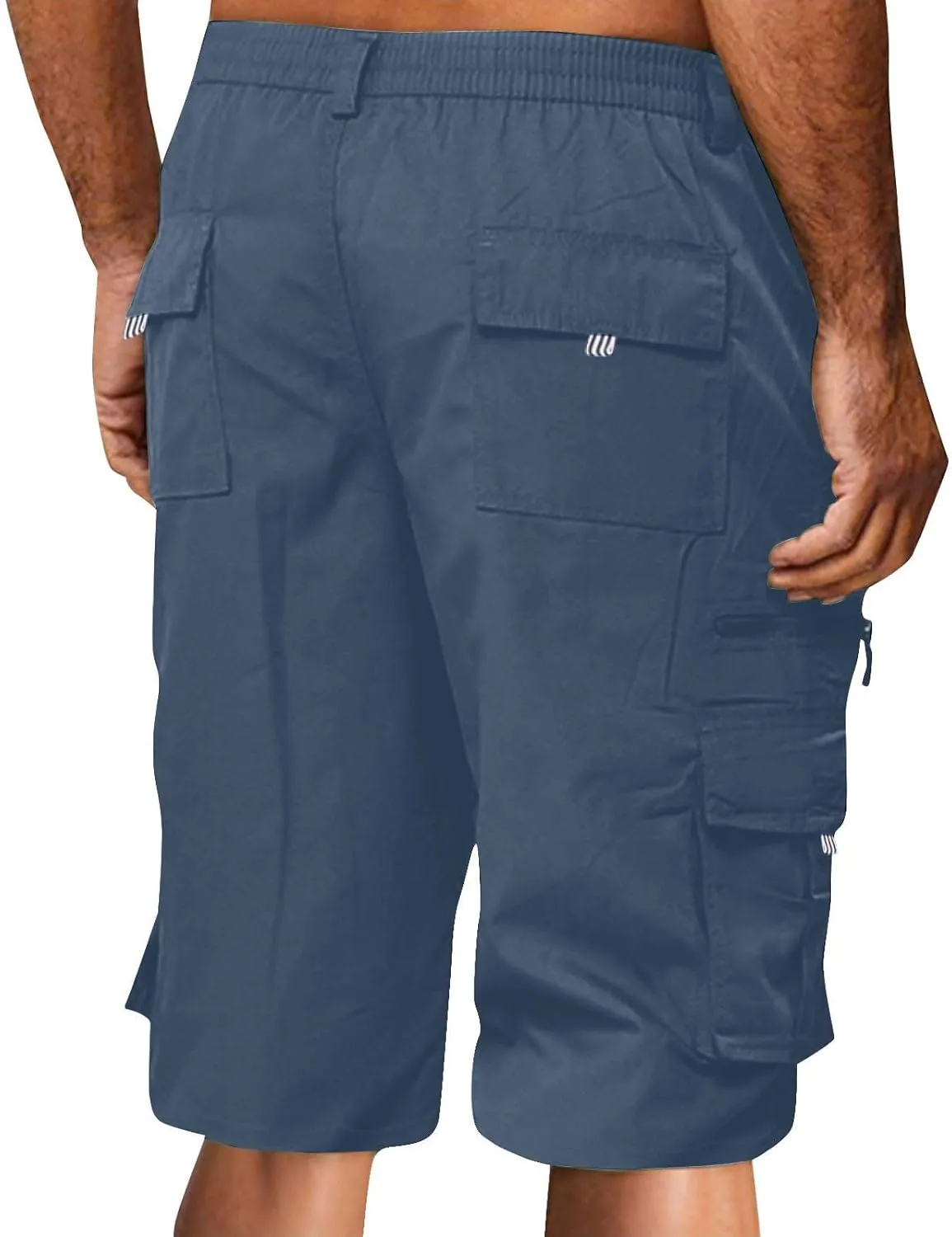 Sweat Shorts Men Cargo Elastic Waist Shorts Casual Stretch Drawstring Summer Joggers Pants Baggy with Pockets