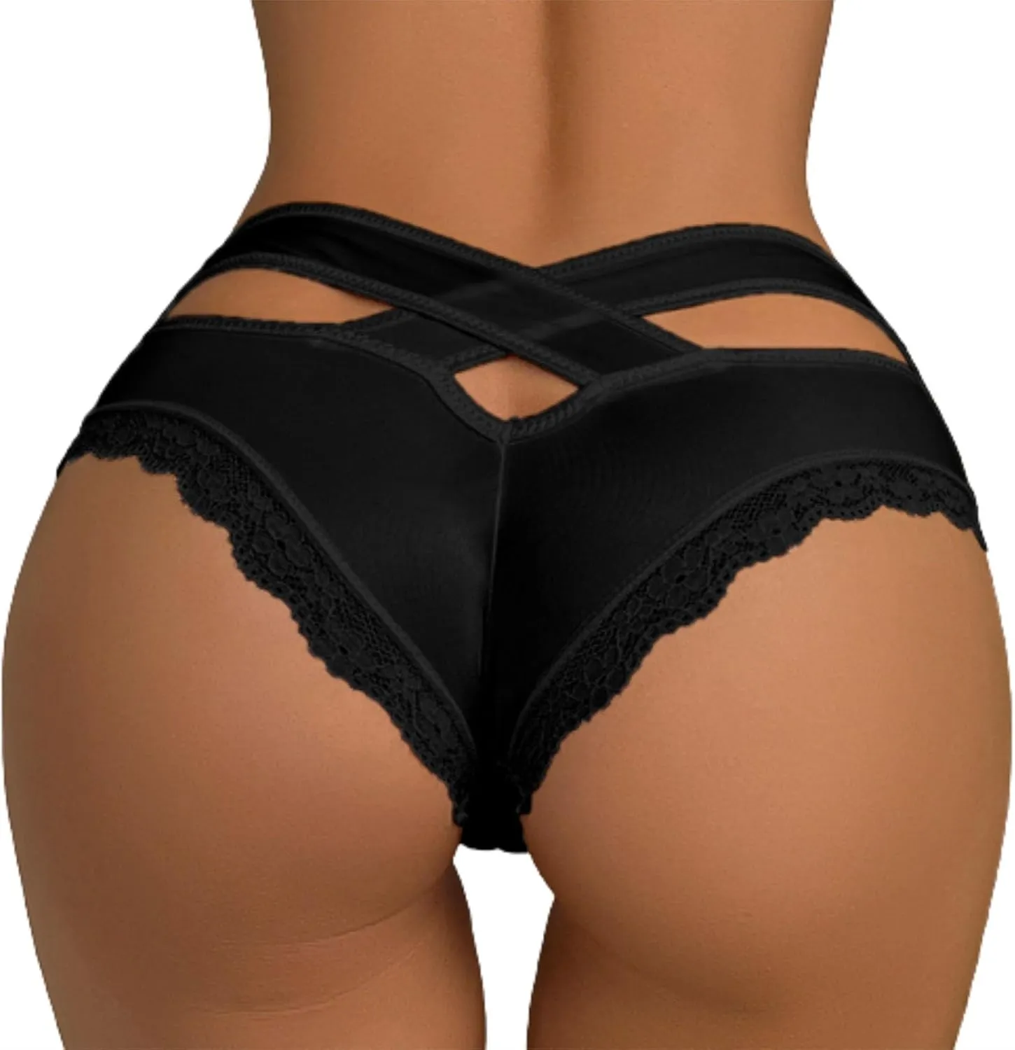 Thongs Low Waisted Underwear for Women Ice Silk Sexy Bikini Panties Cheeky Breathable Lace Hipsters Briefs