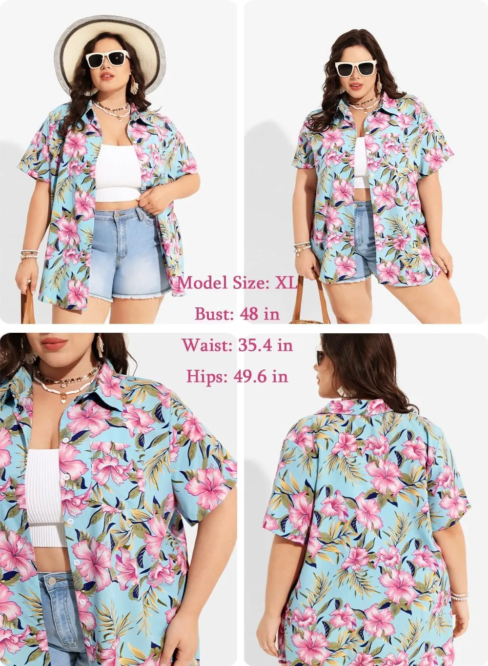 TIYOMI Plus Size Short Sleeve Button Down Shirts for Women Summer Tops Casual Blouses XL-5XL