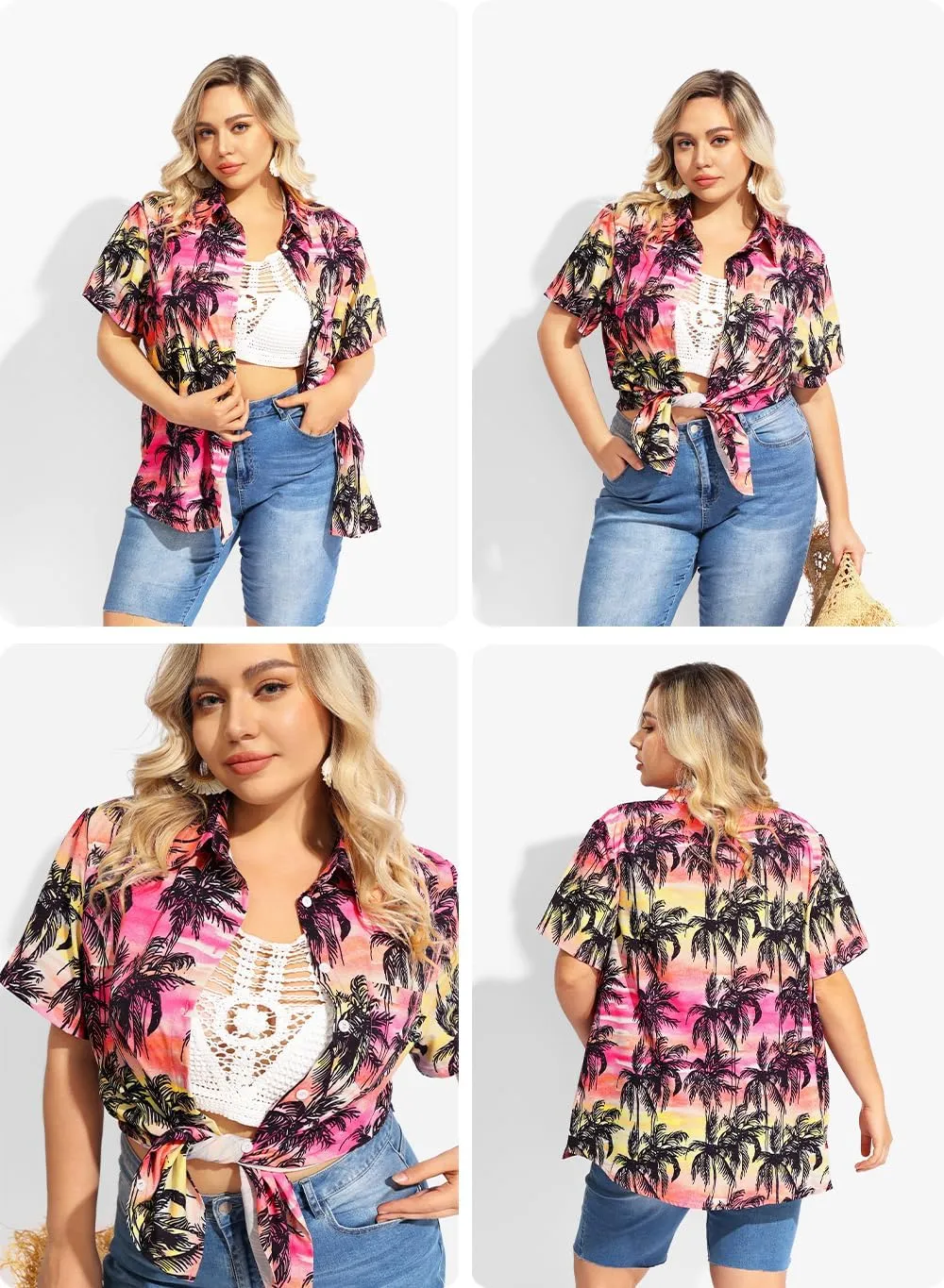 TIYOMI Plus Size Short Sleeve Button Down Shirts for Women Summer Tops Casual Blouses XL-5XL
