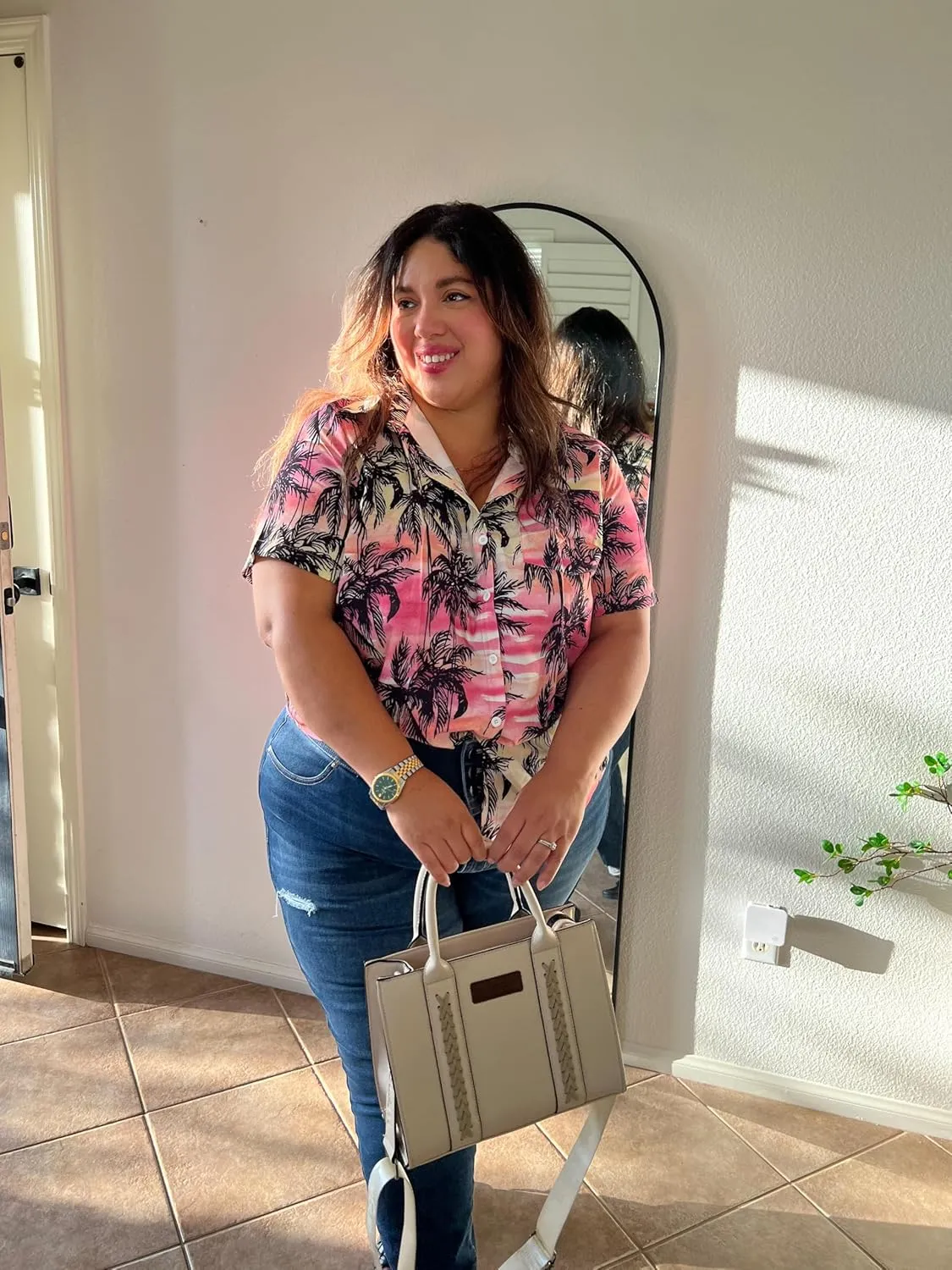TIYOMI Plus Size Short Sleeve Button Down Shirts for Women Summer Tops Casual Blouses XL-5XL