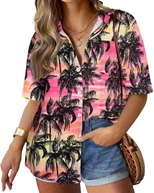 TIYOMI Plus Size Short Sleeve Button Down Shirts for Women Summer Tops Casual Blouses XL-5XL