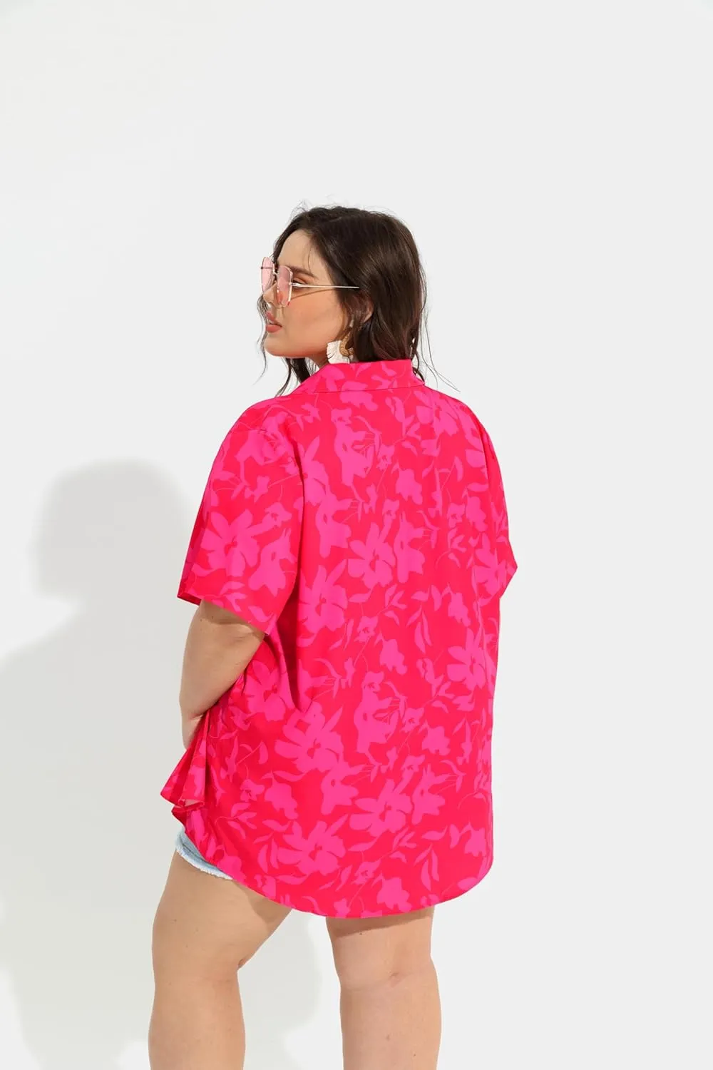 TIYOMI Plus Size Short Sleeve Button Down Shirts for Women Summer Tops Casual Blouses XL-5XL