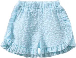 Toddler Baby Girl Ruffle Shorts Gingham Plaid/Solid Elastic Waist Shorts Pants Bottoms Casual Summer Outfit
