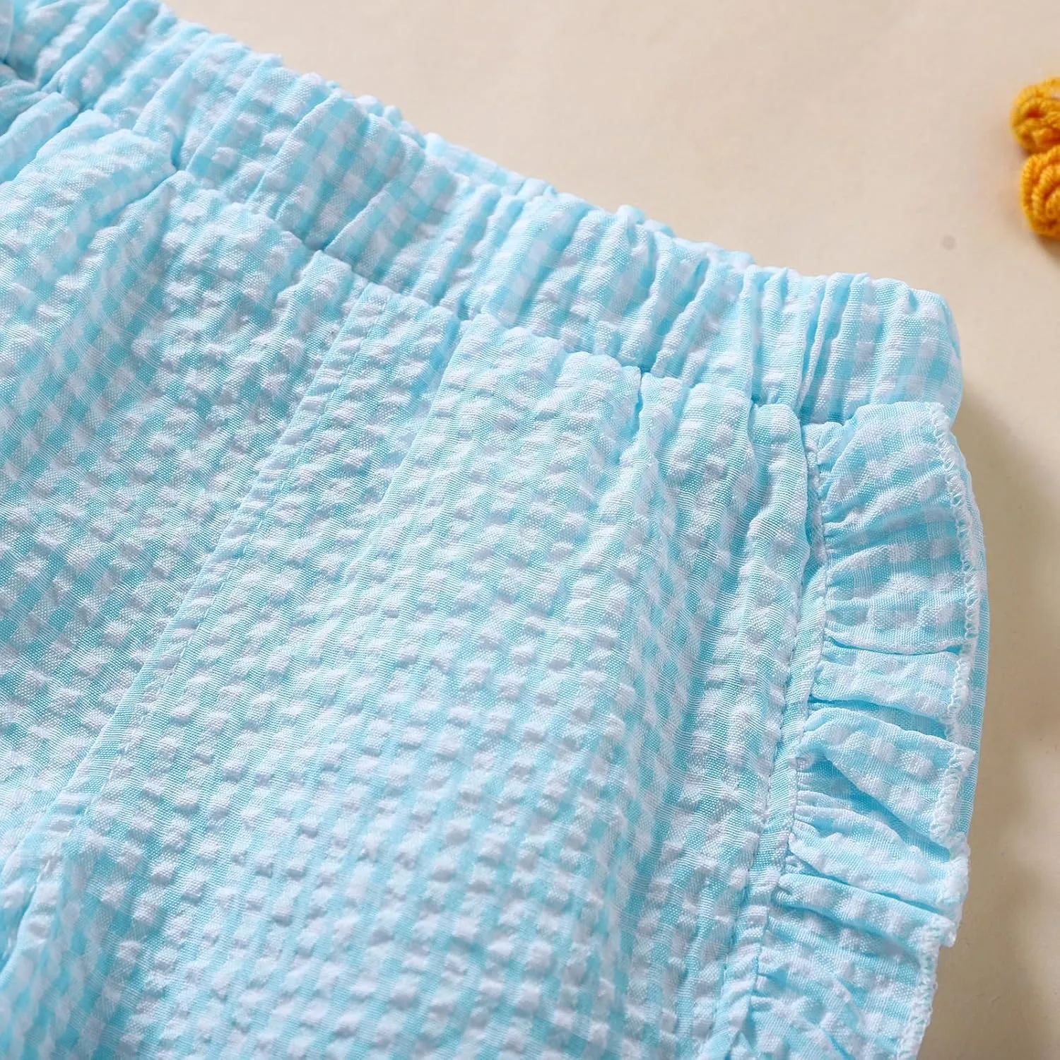 Toddler Baby Girl Ruffle Shorts Gingham Plaid/Solid Elastic Waist Shorts Pants Bottoms Casual Summer Outfit