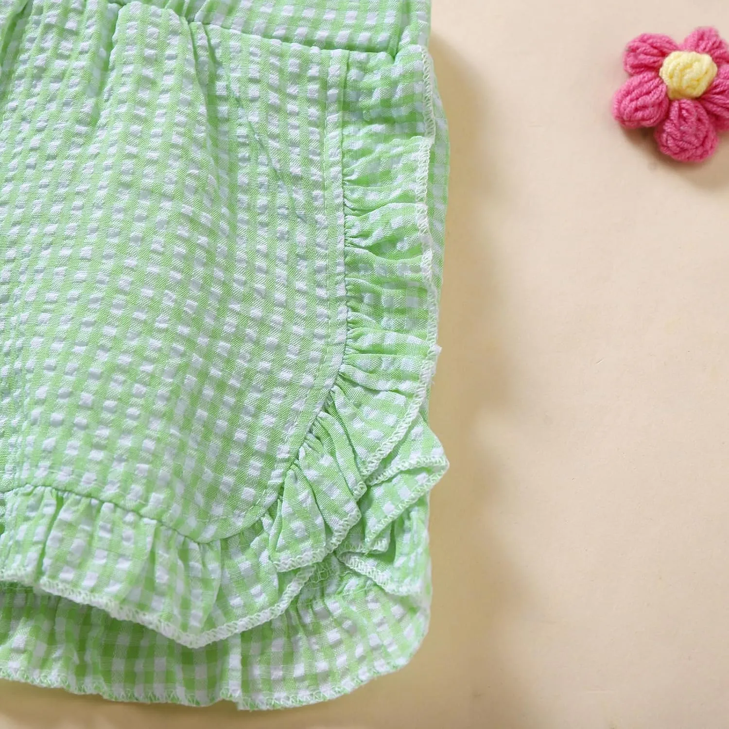 Toddler Baby Girl Ruffle Shorts Gingham Plaid/Solid Elastic Waist Shorts Pants Bottoms Casual Summer Outfit