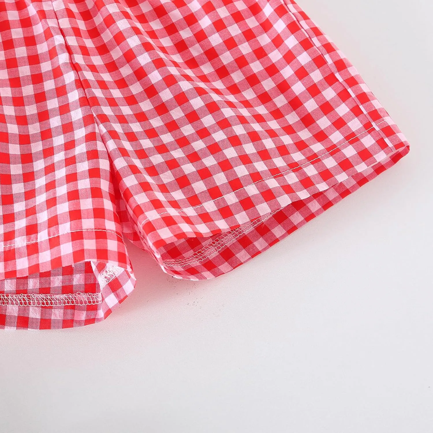Toddler Girls Clothes Set Ruffle Sleeve Hem Top Cardigan Elastic Waist Shorts Plaid Printed Summer 2Pcs Outfits