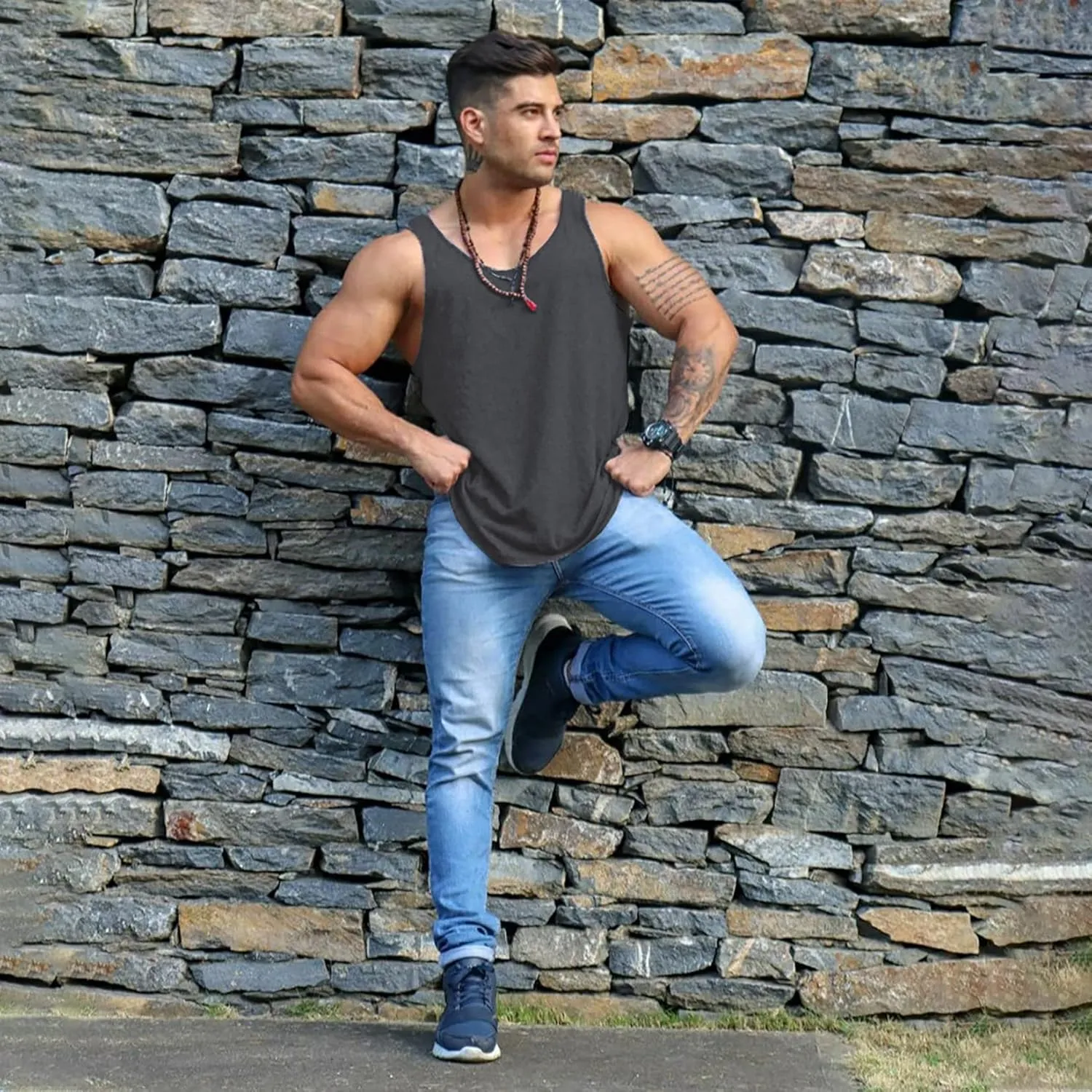TURETRENDY Men's 3 Pack Tank Tops Workout Shirt Quick Dry Sleeveless Gym Stringer Muscle T-Shirts