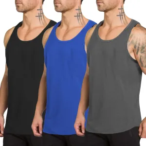 TURETRENDY Men's 3 Pack Tank Tops Workout Shirt Quick Dry Sleeveless Gym Stringer Muscle T-Shirts