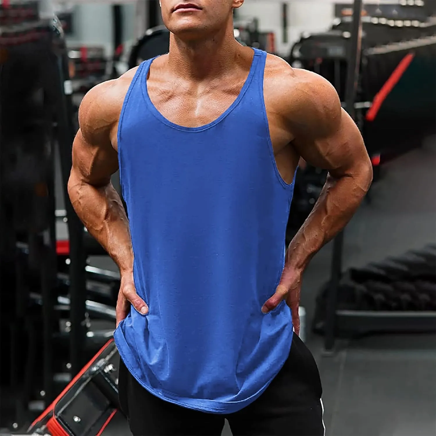 TURETRENDY Men's 3 Pack Tank Tops Workout Shirt Quick Dry Sleeveless Gym Stringer Muscle T-Shirts