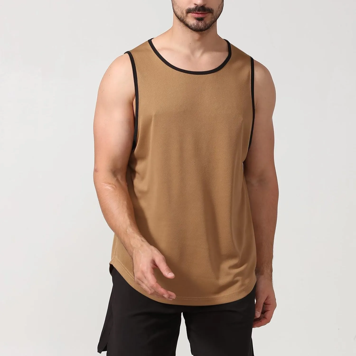 Uillui Mens Fitness Training Tee Quick Dry Loose Lightweight Athletic Tank Tops Gym Workout Shirts Active Sleeveless T-Shirt