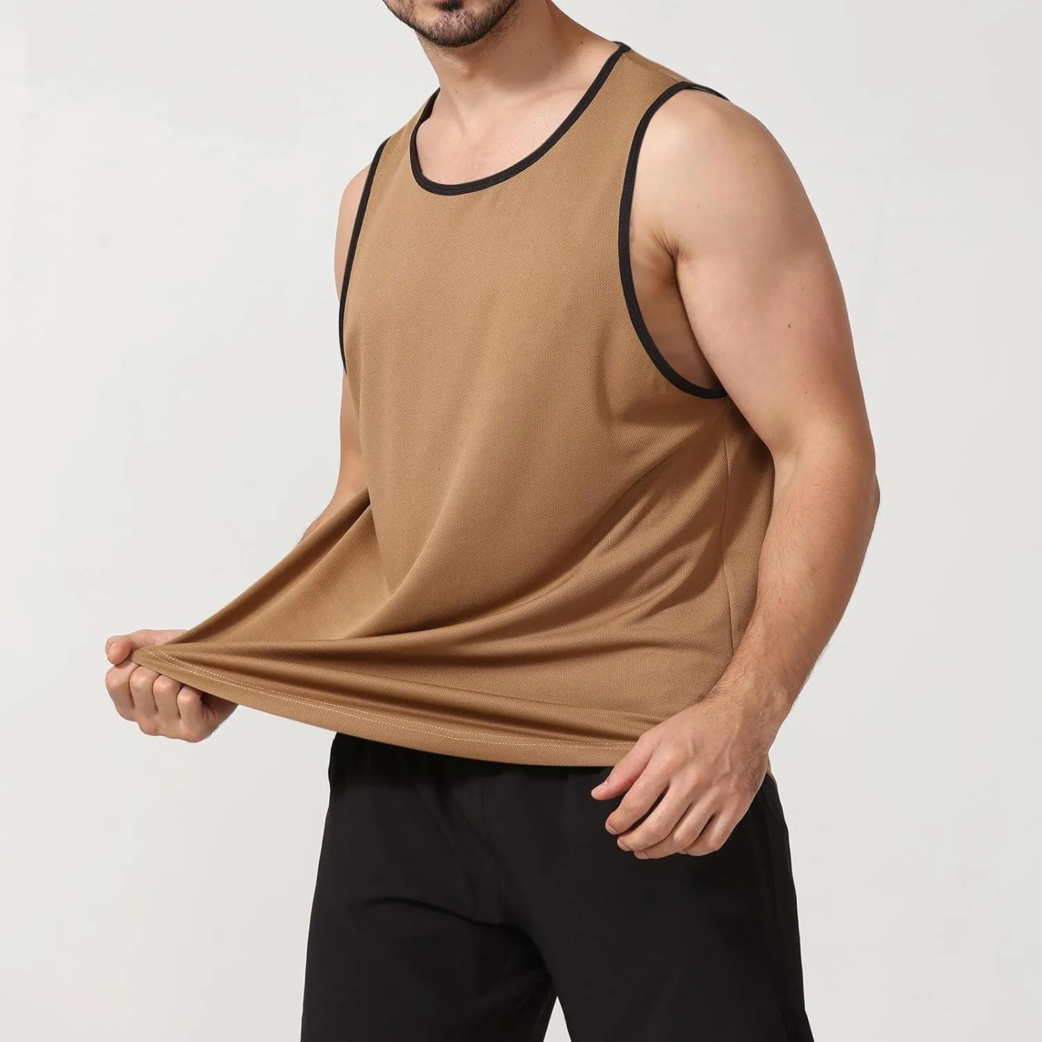 Uillui Mens Fitness Training Tee Quick Dry Loose Lightweight Athletic Tank Tops Gym Workout Shirts Active Sleeveless T-Shirt