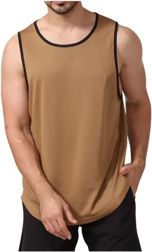 Uillui Mens Fitness Training Tee Quick Dry Loose Lightweight Athletic Tank Tops Gym Workout Shirts Active Sleeveless T-Shirt