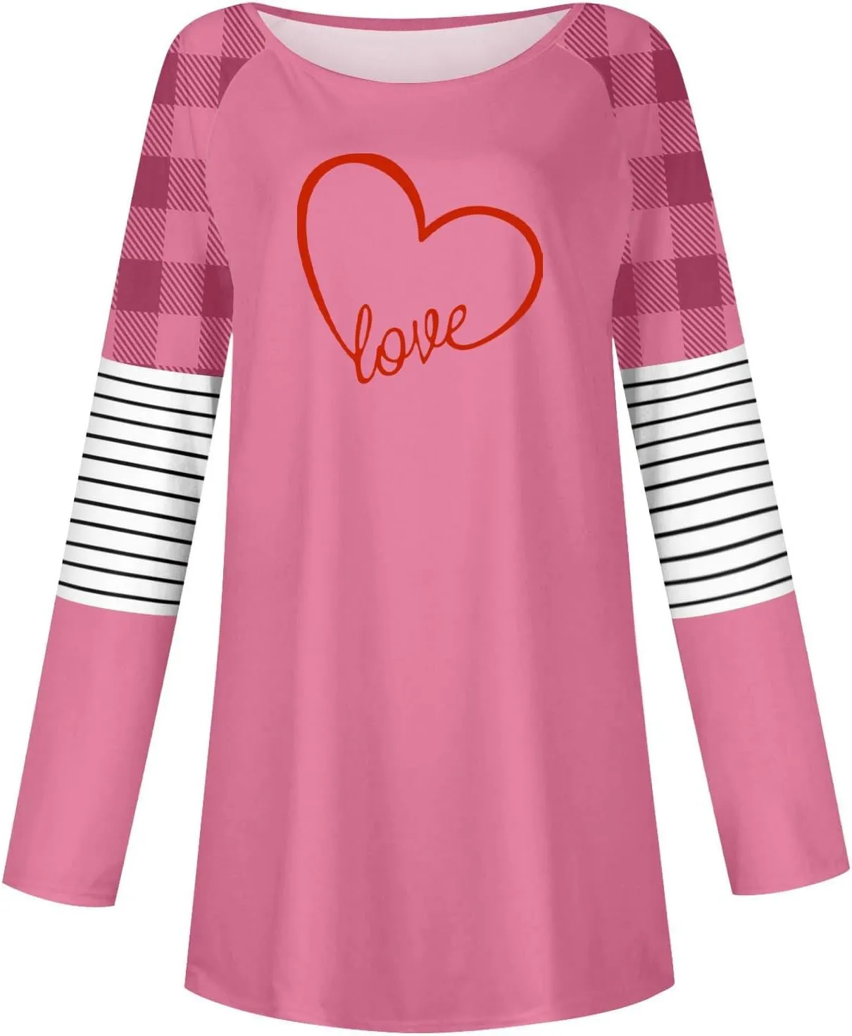 Valentines Day Tshirts Women Long Sleeve Crewneck Loose Fit Heart Tops Soft Comfy Holiday Graphic Tees