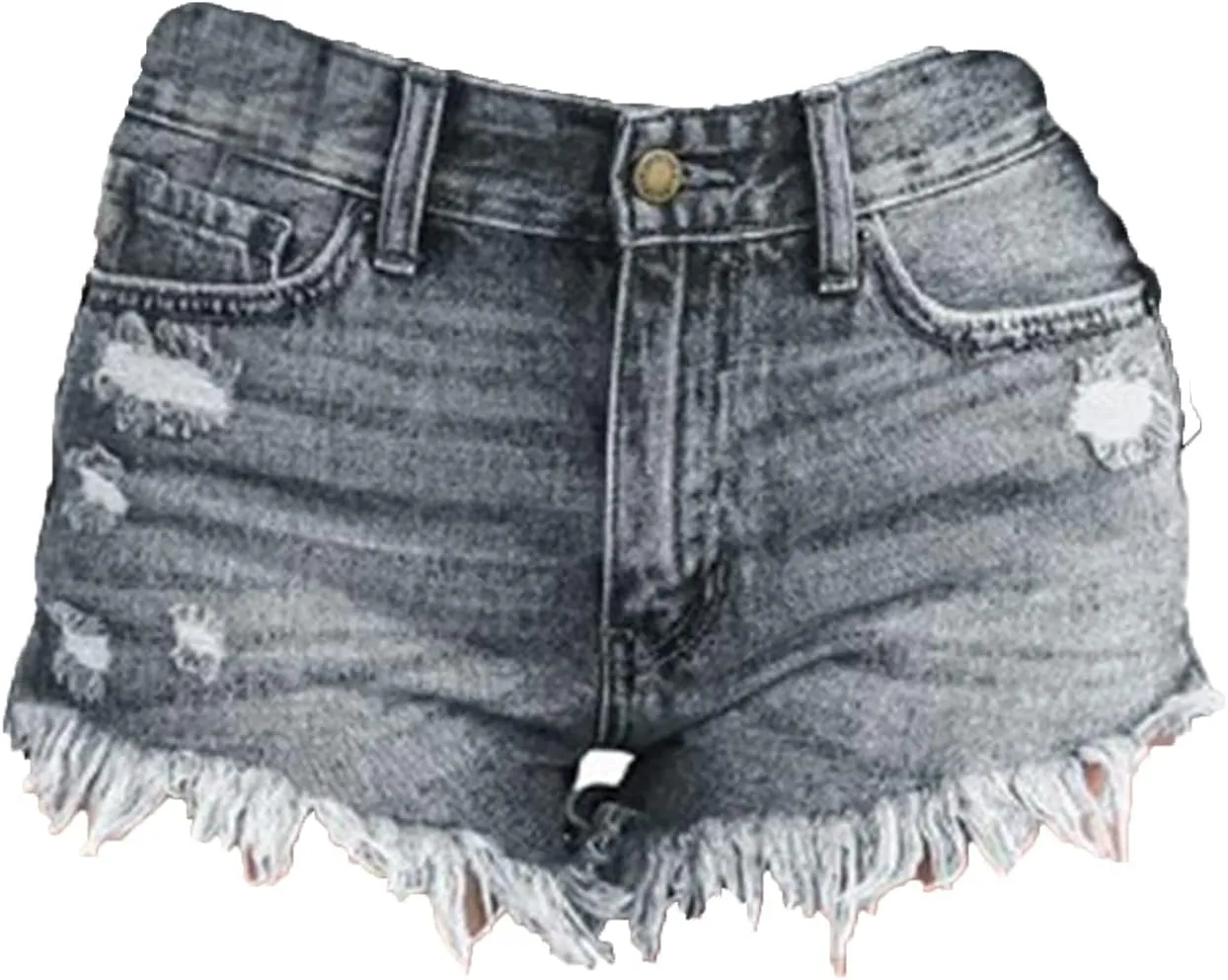 Women Casual High Waisted Denim Shorts Frayed Raw Hem Ripped Jeans Shorts Stretchy Hot Denim Shorts for Summer