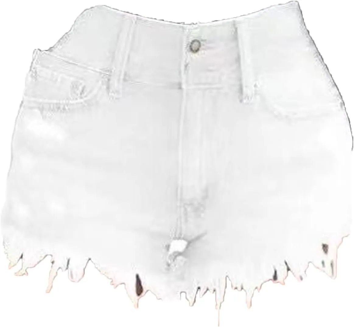 Women Casual High Waisted Denim Shorts Frayed Raw Hem Ripped Jeans Shorts Stretchy Hot Denim Shorts for Summer