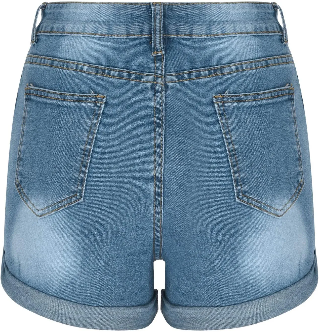 Women Casual Summer Denim Shorts High Waisted Sexy Booty Hot Pants Stretchy Rolled Hem Travel Club Denim Shorts