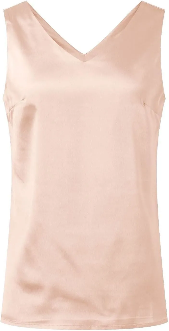 Women Silk Satin Tank Tops Casual V Neck Sexy Sleeveless Camisole Dressy Blouses 2025 Summer Basic Work Shirt